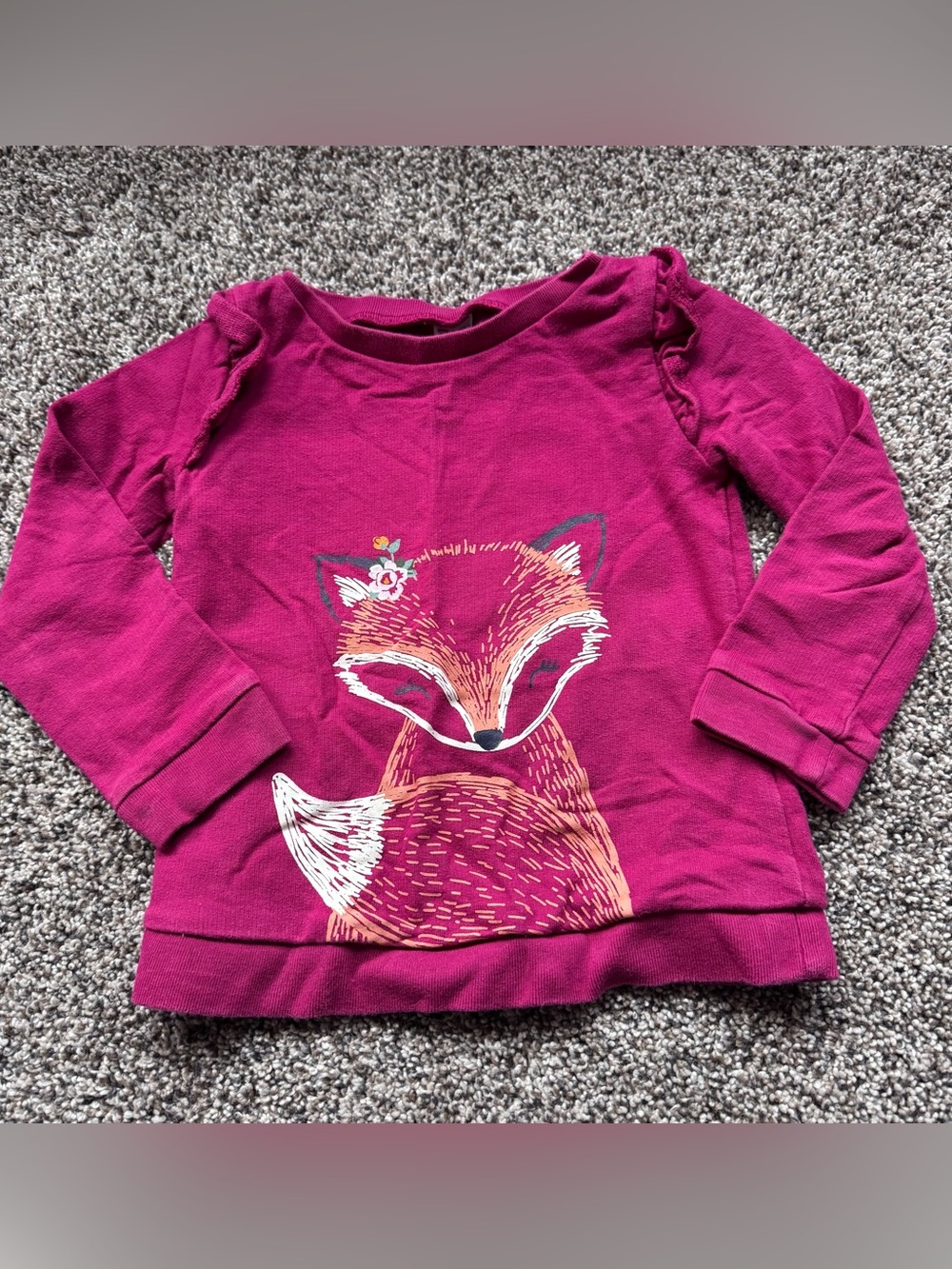 Girls' Magenta Fox Graphic Long-Sleeve Top